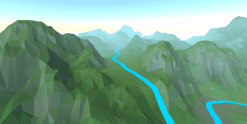 A river flowing through a mountain land zone